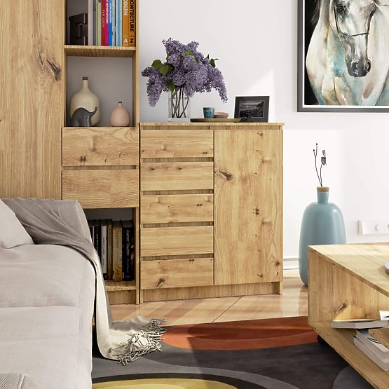 KOMMODE K80 1D 5SZ PK EICHE ARTISAN