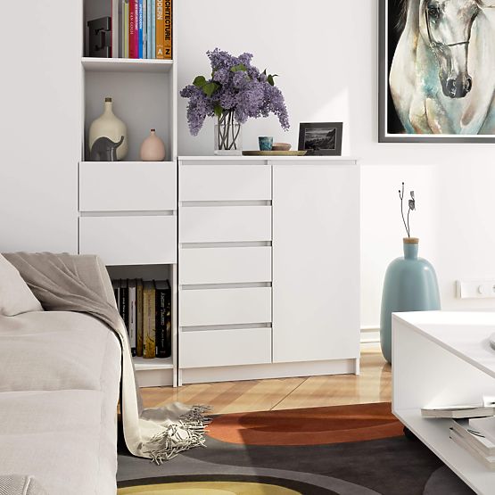 KOMMODE K80 1T 5S PK WEISS