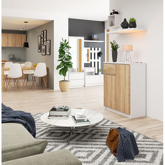 KOMMODE K80 2D 1SZ CLP PK WEISS / EICHE SONOMA