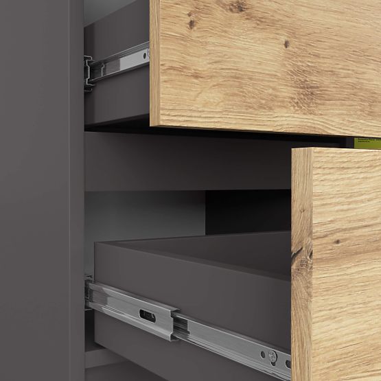 KOMMODE K80 JERRY 1T 3S PK GRAPHIT GRAU / EICHE ARTISAN