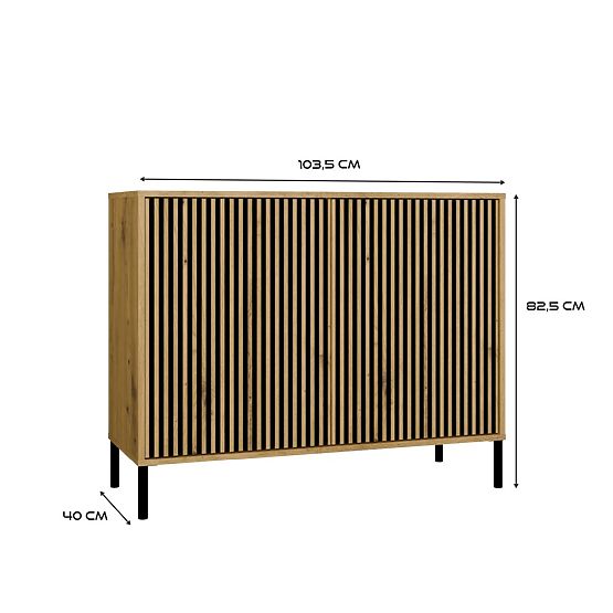 Kommode KAMARO 2D SLIM EICHE ARTISAN Lamellenfront Gerillt