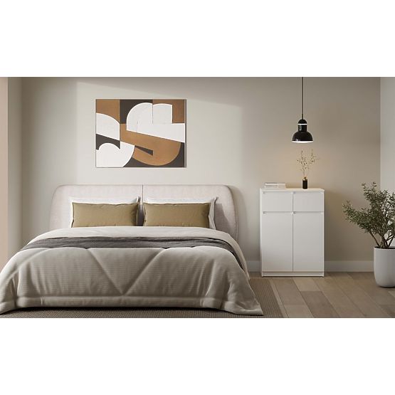 Kommode Malwa 2DD2S Schrank 2 Türen 2 Schubladen für Wohnzimmer WEISS