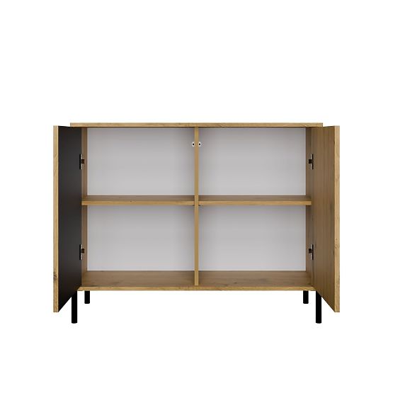Kommode mit geriffelter Front Schrank KAMARO 2D Slim / Glatt EICHE ARTISAN Lamellen