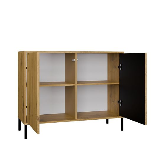 Kommode mit geriffelter Front Schrank KAMARO 2D Slim / Glatt EICHE ARTISAN Lamellen