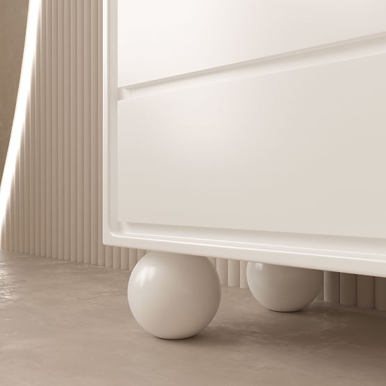 Kommode mit Schubladen Lauria 130 cm, weiß, abgerundet, Kugelfüße