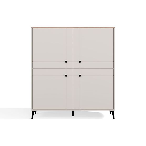 Kommode POINT 4D Kaschmir Beige Eiche Castello Schrank 4 Türen 8 Regale für Wohnzimmer