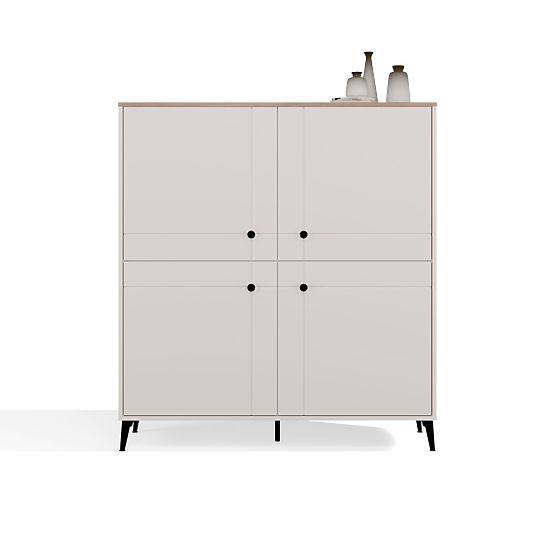 Kommode POINT 4D Kaschmir Beige Eiche Castello Schrank 4 Türen 8 Regale für Wohnzimmer