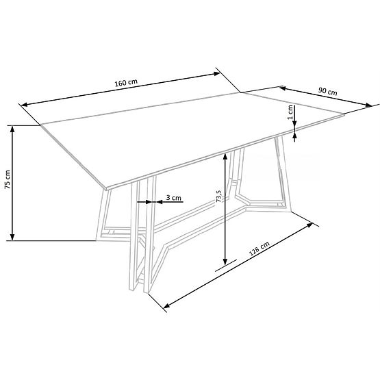 KONAMI Tisch, Platte - schwarzer Marmor, Beine - gold (2p=1Stk)
