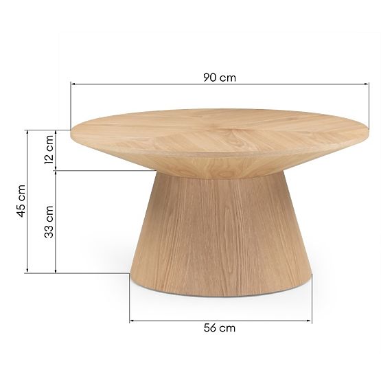 Konferenztisch Dalarna, 90 cm, rund, natürliche Eichenfurnier