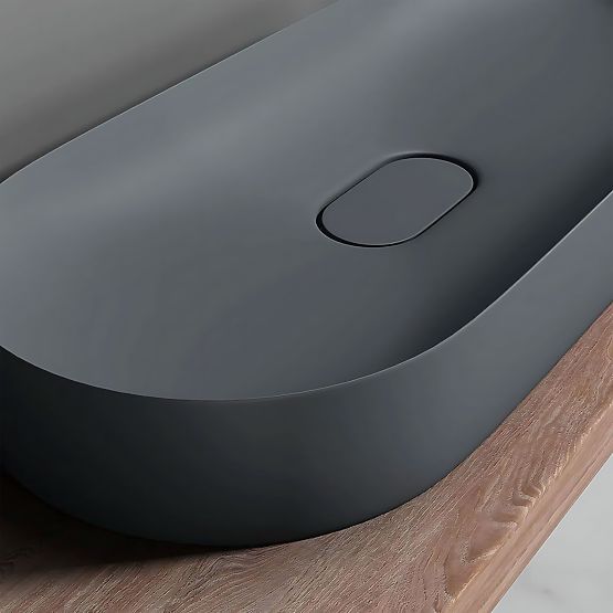 Konglomerat-Waschbecken IRIS 71 CM grau matt