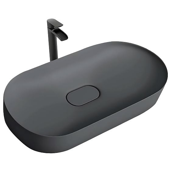 Konglomerat-Waschbecken IRIS 71 CM grau matt