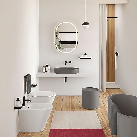 Konglomerat-Waschbecken IRIS 71 CM grau matt