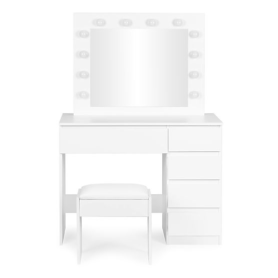 Kosmetiktisch mit Spiegel und Beleuchtung 5 Schubladen Hocker ModernHome