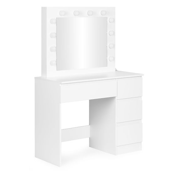 Kosmetischer Frisiertisch mit Spiegel und LED-Beleuchtung 4 Schubladen Hocker ModernHome