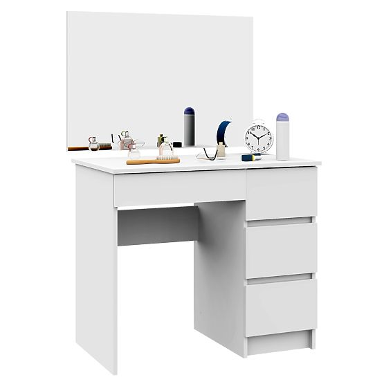 KOSMETISCHER SCHMINKTISCH MIT SPIEGEL T-6/SL 900x600 RECHTS PK WEISS