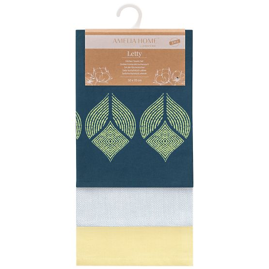 Küchenhandtuch LETTY gelbe Farbe mit Druckmotiv moderner Stil klassisch 50x70 ameliahome