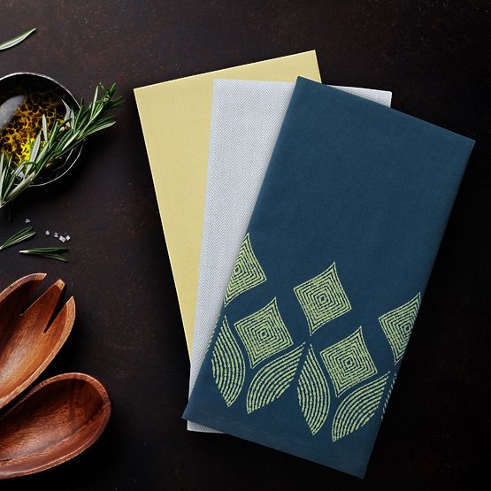 Küchenhandtuch LETTY gelbe Farbe mit Druckmotiv moderner Stil klassisch 50x70 ameliahome