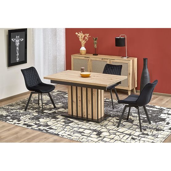 LAMELLO ausziehbarer Tisch 160-210/90 cm Eiche Artisan/Schwarz