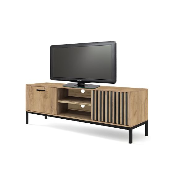 LAMINO RTV-1 TV-Schrank Eiche Craft/Schwarz, Beine: Schwarz