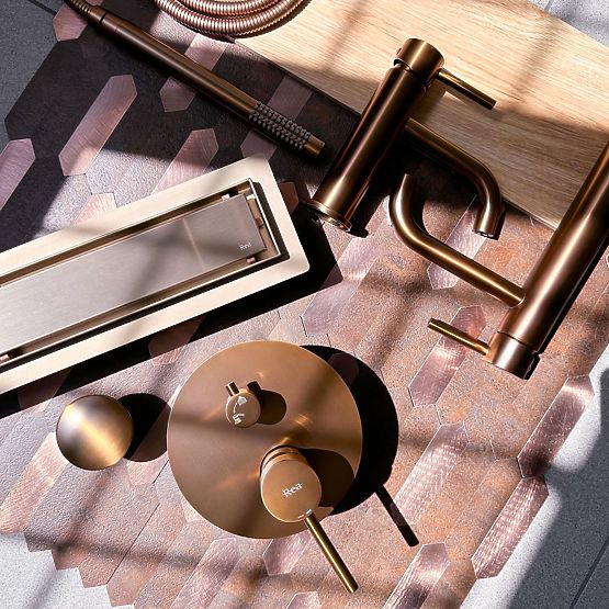 Linearer Abfluss REA Neox für gebürstetes Kupfer 70