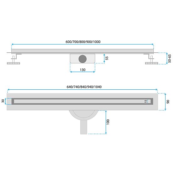 Linearer Abfluss REA NEOX SLIM PRO gebürstetes Kupfer 90