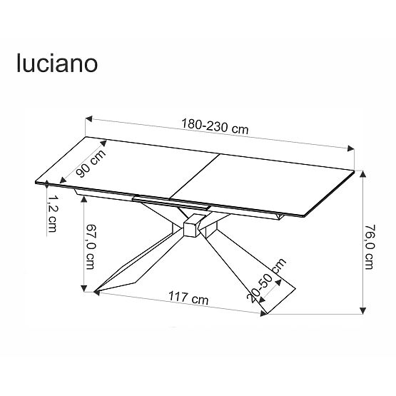 LUCIANO ausziehbarer Tisch, Platte: blauer Marmor (2p=1Stk)