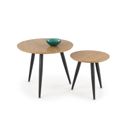 MENTONA 2, Set aus 2 Bänken in Goldeneiche/Schwarz (2 Stück = 1 Set)