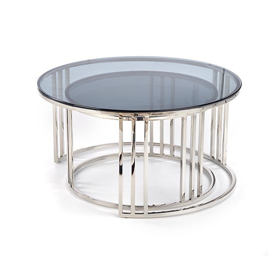 MERCURY Set aus 2 Bänken, Rahmen - silber, Glas - rauchig (1p=1Stk)