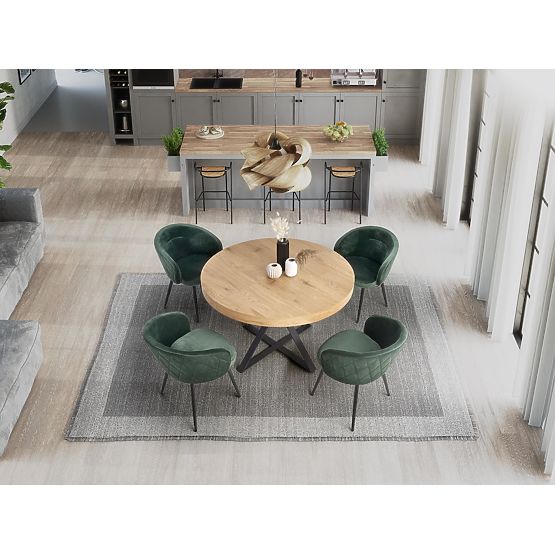 MERCY ausziehbarer Tisch, Platte - Goldeneiche, Beine - Schwarz (2p=1Stk)