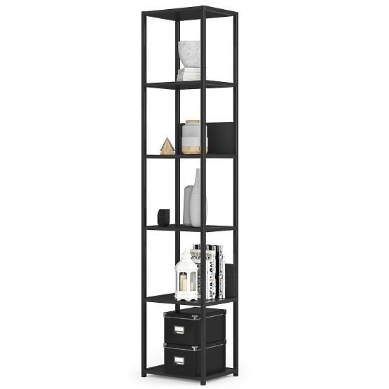 Metall-Loftregal 40 cm - schwarz-schwarz - 6 Regalböden