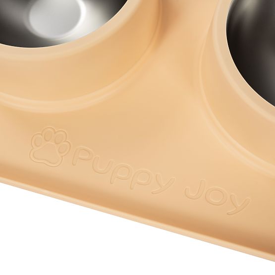 Metallschalen für Hund oder Katze mit rutschfester Unterlage Beige PJ-089