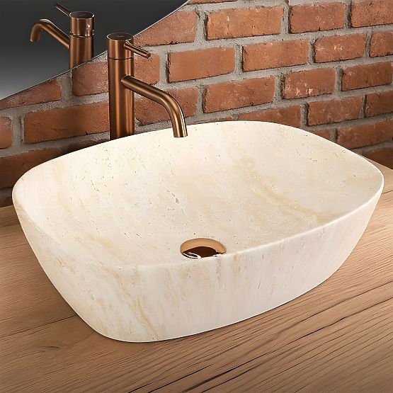 Möbelwaschbecken Rea Freja Travertine Matt