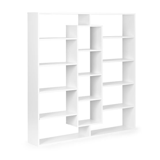 Moderne stehende Bibliothek mit 14 Regalen weiß