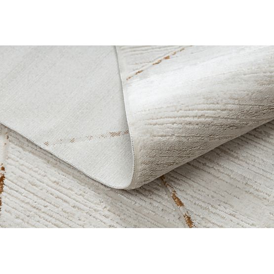 Moderner Teppich DUKE 51557 Creme / Gold - Geometrisch, strukturiert, sehr weich, Fransen
