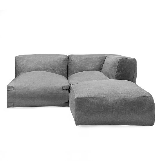 Modulare Garten-Ecksofa Vacuum I mit Bezug, grau