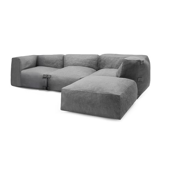 Modulare Garten-Ecksofa Vacuum II mit Bezug, grau