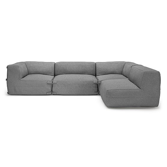 Modulare Garten-Ecksofa Vacuum V mit Bezug, grau