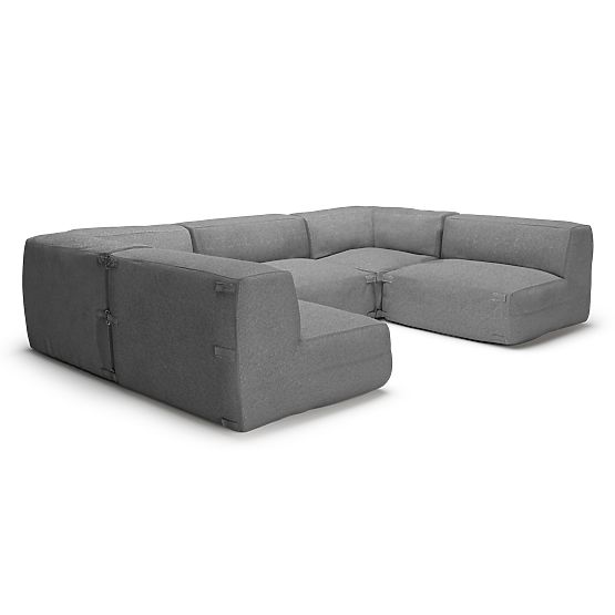 Modulare Garten-Ecksofa Vacuum Vll mit Bezug, grau