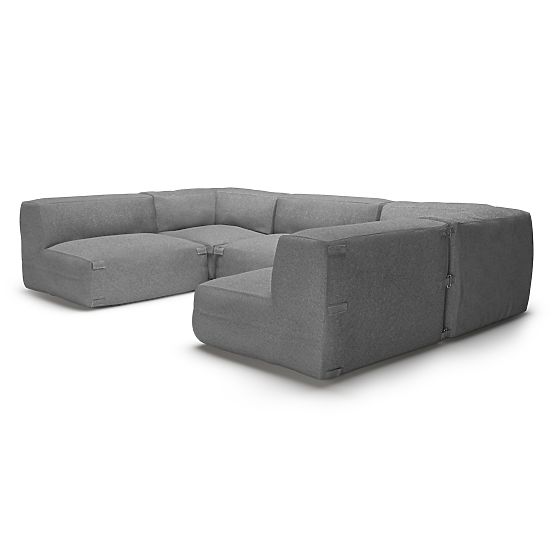 Modulare Garten-Ecksofa Vacuum Vll mit Bezug, grau