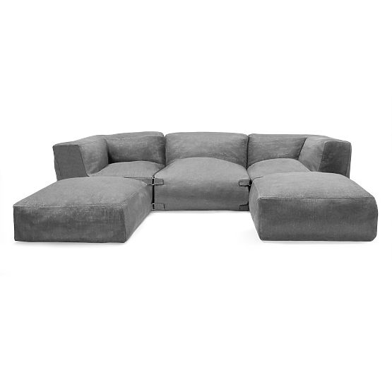 Modulare Gartenecksofa Vacuum IV mit Bezug, grau