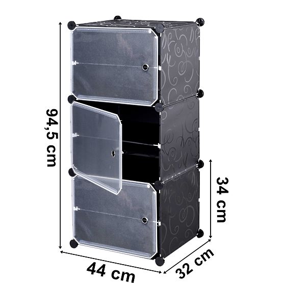 Modularer Schuhschrank Kleiderschrank Pola schwarz