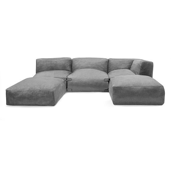 Modulares Gartenecksofa Vacuum III mit Bezug, grau