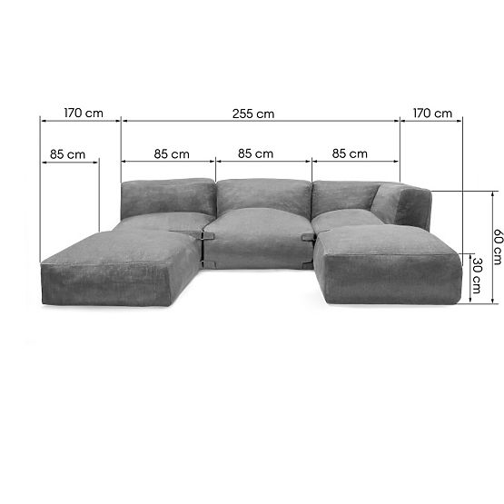 Modulares Gartenecksofa Vacuum III mit Bezug, grau