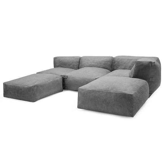 Modulares Gartenecksofa Vacuum III mit Bezug, grau