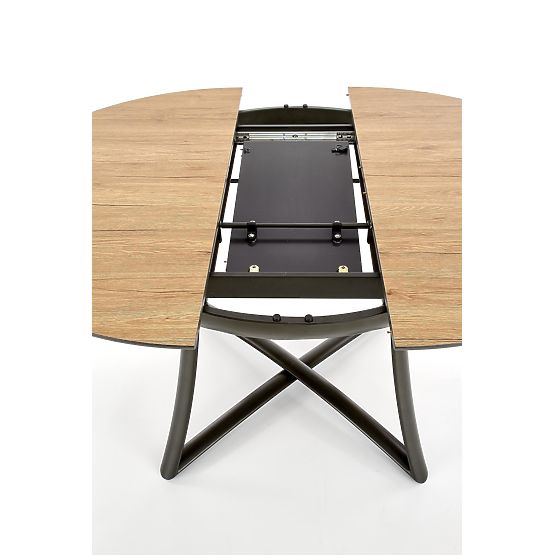 MORETTI ausziehbarer Tisch Platte - Goldene Eiche / Grau, Beine - Anthrazit