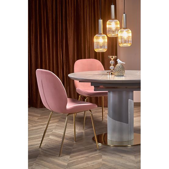 MUSCAT ausziehbarer Tischplatte - grauer Marmor, Bein - hellgrau / gold