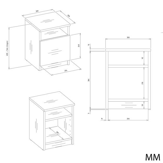 Nachttisch GALAX 30/1D WEISS-ARTISAN