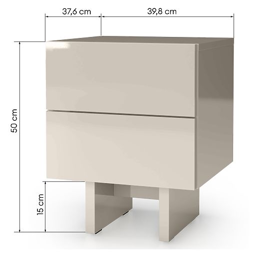 Nachttisch Glim, kaschmirfarben, glänzend