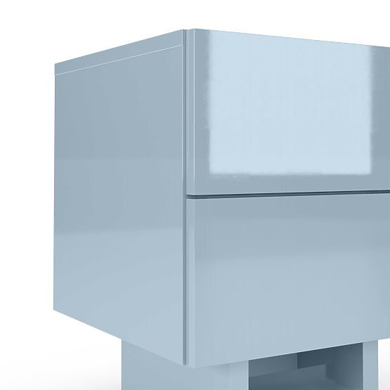 Nachttisch Glim, rauchblau, glänzend