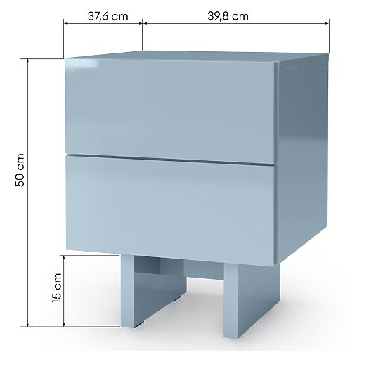 Nachttisch Glim, rauchblau, glänzend